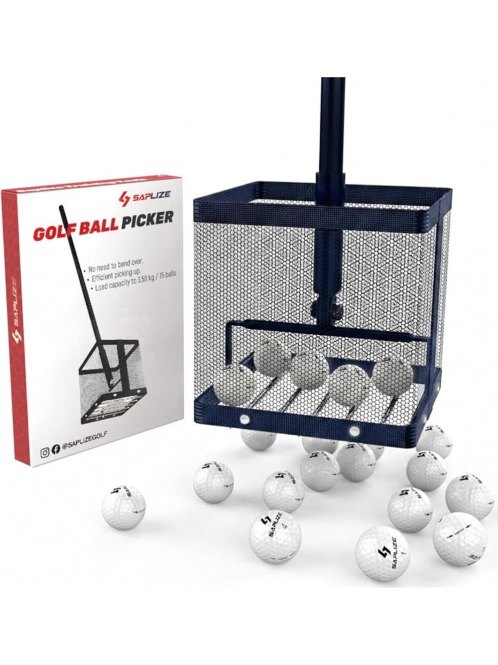 Golf Ball Picker Upper - Turf-Friendly, No Bending, Large Capacity for Easy